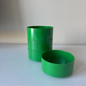 set of 4 Heller MCM green stacking bowls